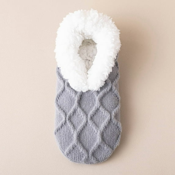 Women's Sherpa Fuzzy Slipper Socks, Non-Slip Patterned Sole for Secure Walking Indoors US 6 to 11