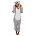 thumbnail image 1 of Women's Sherpa Hooded Jumpsuit Fuzzy Pajamas Long Sleeve Zip-Up Adult Onesie Pajamas Winter Rompers Sleepwear, 1 of 5