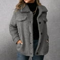 thumbnail image 1 of Women's Sherpa Jacket Fleece Button Up Jacket Plush Fluffy Cardigan Coat Dark Gray S, 1 of 7
