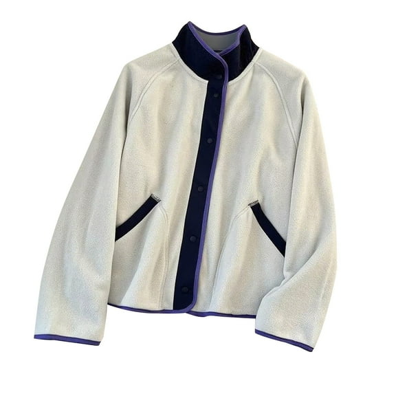 Women's Sherpa Jackets Oversized Fleece Cardigan Fashion Stand Collar Button Coat Versatile Warm Fuzzy Casual Raglan Jacket With Pockets 2025 Winter Trendy Outerwears