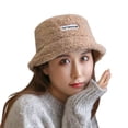 thumbnail image 1 of Women's Sherpa Lamb Wool Fisherman Hat, Warm Winter Beanie Style Bucket Hat for Cold Weather, Outdoor Cozy Fleece Lined Slouchy Hat for Daily Wear - Khaki, 1 of 3