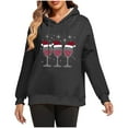thumbnail image 1 of Women's Sherpa Lined Christmas Hoodie: Fuzzy Santa Graphic Pullover - Long Sleeve Festive Fleece Sweatshirt w/ Drawstring Cozy Holiday Lounge Wear, 1 of 7