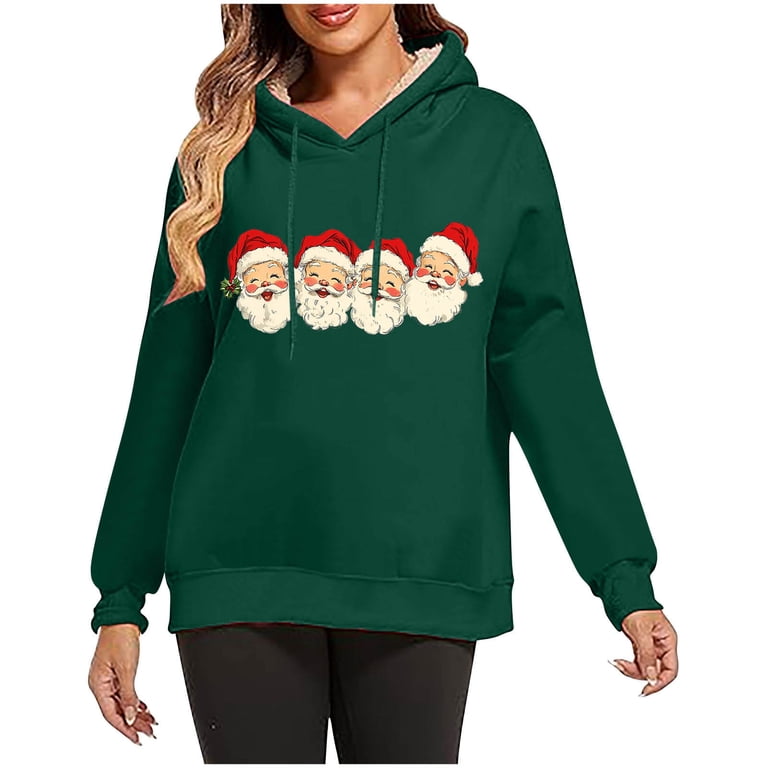 Loose Casual Holiday Sweater Cozy Christmas Hoodie - Long Sleeve