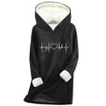 thumbnail image 1 of Women's Sherpa Lined Hoodies Cute Heart Printed Sweatshirts Long Sleeve Casual Fleece Sweater Oversized Fuzzy Tops (L, Black), 1 of 3