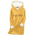 thumbnail image 1 of Women's Sherpa Lined Hoodies Cute Heart Printed Sweatshirts Long Sleeve Casual Fleece Sweater Oversized Fuzzy Tops (M, Yellow), 1 of 3