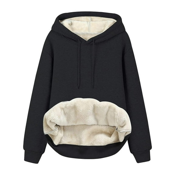 Women's Sherpa Lined Hoodies Winter Warm Pullover Hooded Sweatshirt Casual Fleece Tops with Pocket