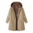 thumbnail image 1 of Women's Sherpa Lined Jackets Casual Loose Fleece Long Sleeve Sweaters Fashion Hooded Full Zip Coats with Pockets (S, Khaki), 1 of 6