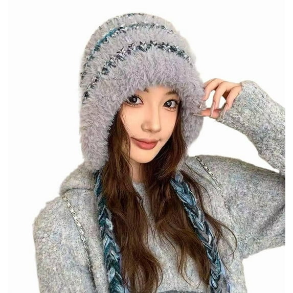Women's Sherpa Lined Knit Hat with Ear Covers, Winter Beanie for Cold Weather