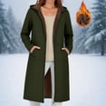 thumbnail image 1 of Women's Sherpa Lined Long Hooded Jacket with Pockets Zip Up Hoodie Thick Warm Winter Cotton Fleece Coat Mid-length (S, Green), 1 of 8