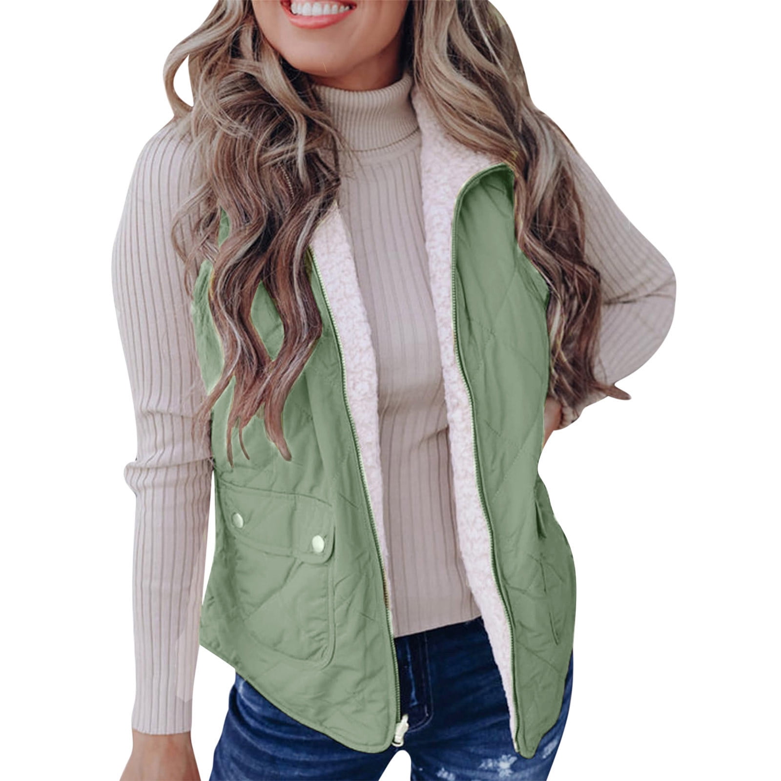 Girls Cotton Plaid Quilted Vest – Cute Puff-Lined Gilet For Toddlers & Kids (Green, Size 3T)