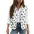 thumbnail image 1 of Women's Sherpa Vest Sleeveless Button Down Floral Print Open Front Fuzzy Gilet Outerwear Fall Winter Warm Cozy Loose Fit Jacket, 1 of 4