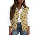thumbnail image 1 of Women's Sherpa Vest Sleeveless Button Down Floral Print Open Front Fuzzy Gilet Outerwear Fall Winter Warm Cozy Loose Fit Jacket, 1 of 4