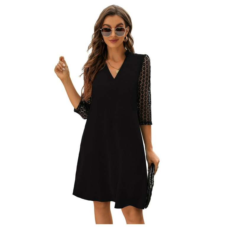 White Casual Mock Neck Loose 3/4 Sleeve Midi Dress White Casual Mock Neck Loose 3/4 Sleeve Midi Dress
