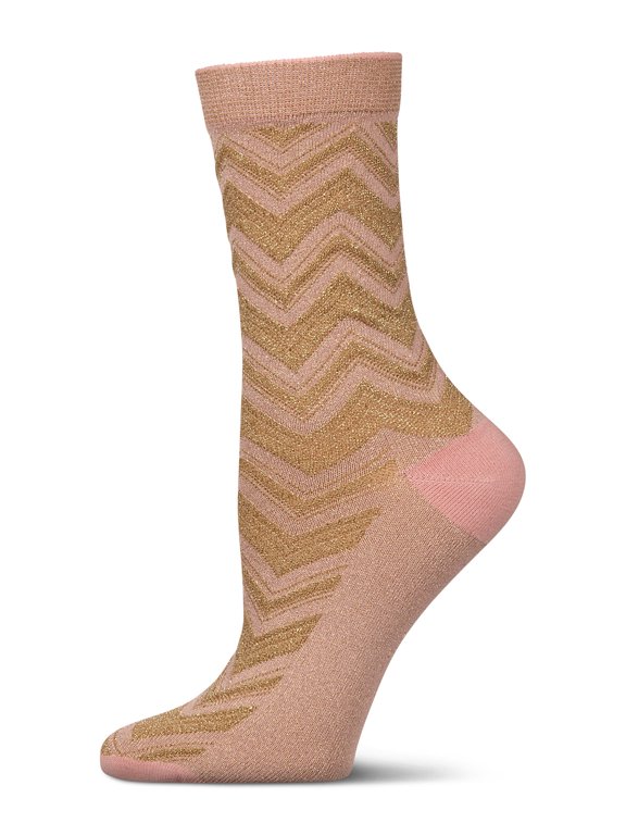 Women's Shimmer Chevron Crew Socks - Womens - Female, 9-11, Silver