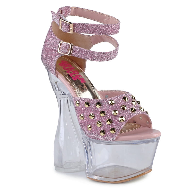 Women's Shimmer Studded Vamp Clear Platform Evening Dress Sandals