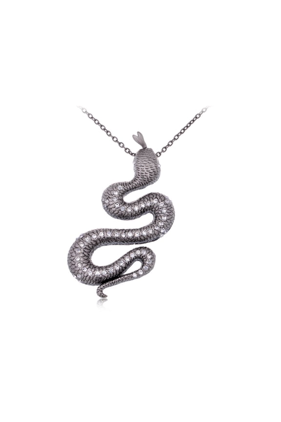 Women's Shiny Clear Rhinestone Reptile Slithering Snake Pendant Necklace ()