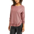 thumbnail image 1 of Women's Shiny French Terry Ruffle Hem Sweatshirt, 1 of 2