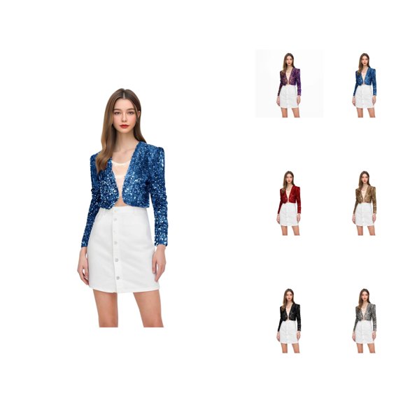Lightweight Summer Women's Cardigan Chic Open Front Casual Cardigans Women's Shiny Jacket Sequin Cardigan Top Long Sleeve