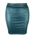 thumbnail image 1 of Women's Shiny Metallic Mini Skirt - Wet Look Leather, High Waist Bodycon Clubwear, Elastic Waist, 1 of 2