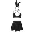 thumbnail image 1 of Women's Shiny Rave Outfits Festival Bra Top Mini Skirts Headband Gothic Set, 1 of 1