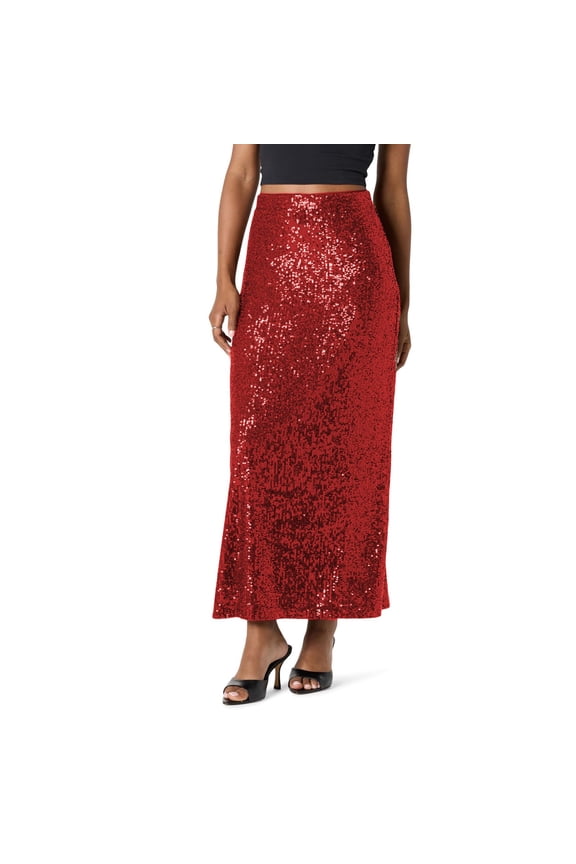 Women's Shiny Sequin High Waisted Maxi Skirts Bodycon Long Skirt Formal Dance Party Polyester