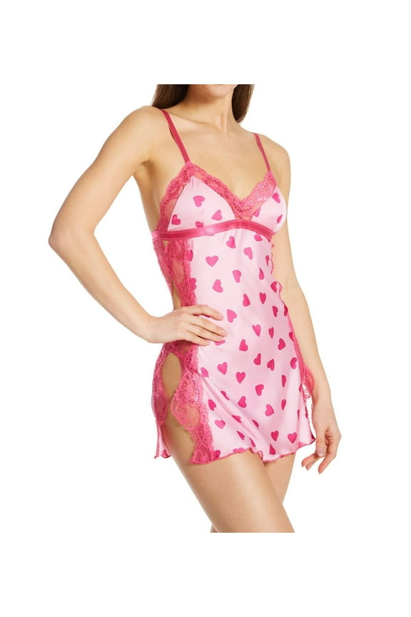 Women's Shirley of Hollywood 25850 Lace Up Chemise with G-String (Pink L)