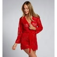 thumbnail image 1 of Women's Shirley of Hollywood 31106 Stretch Lace Long Sleeve Trimmed Robe with Thong (Red S/M), 1 of 6