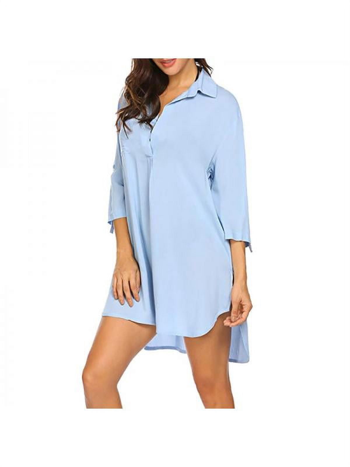 Women's Shirt Deep V Neckline Solid Color Beach Sunscreen Suit Swimsuit ...