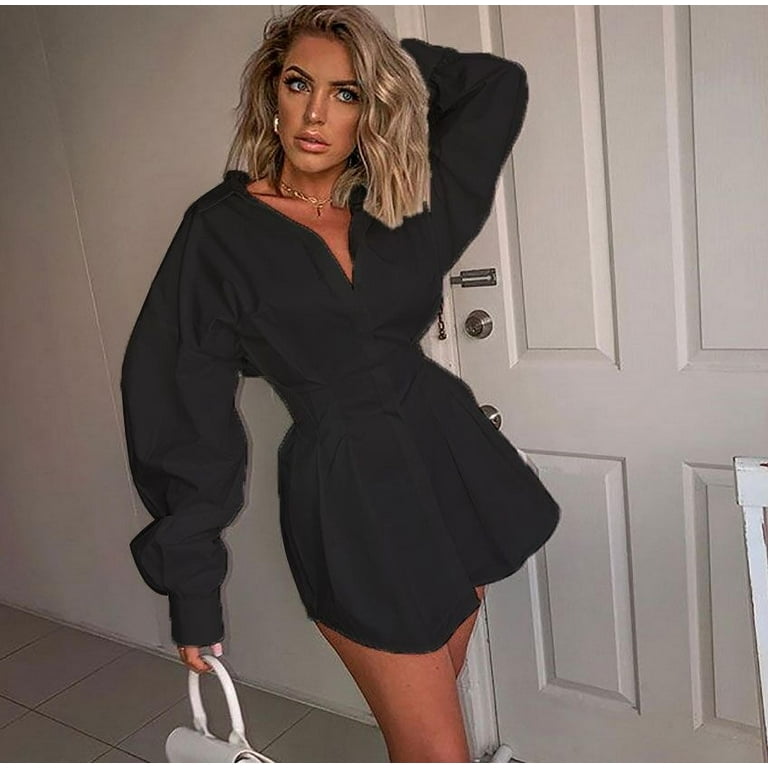Deep v shirt dress deals