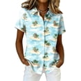 thumbnail image 1 of Women's Shirt Hawaiian Print Button Short Sleeved Pocket Casual Top, 1 of 5