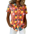 thumbnail image 1 of Women's Shirt Hawaiian Print Button Short Sleeved Pocket Casual Top, 1 of 5