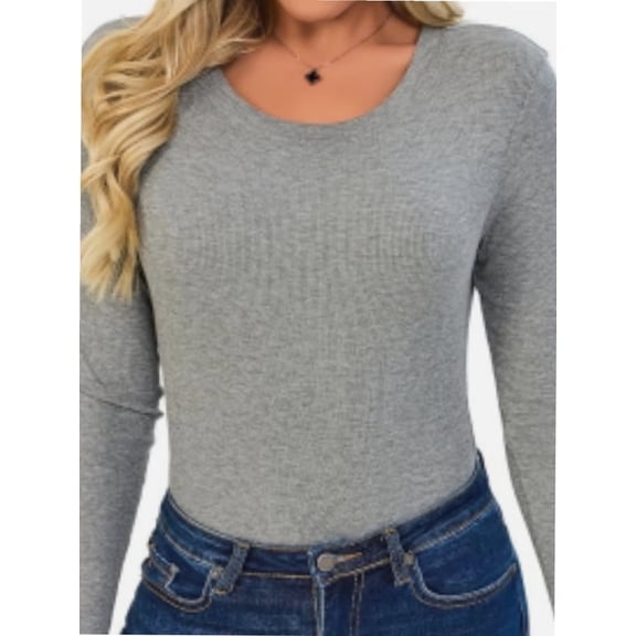 Women's Shirt Round Neck Fitted Top Casual Bottom Shirt Slim Basic T Shirt