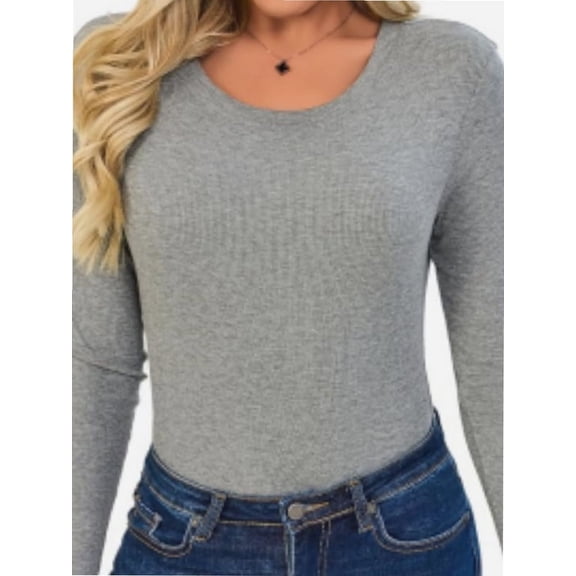 Women's Shirt Round Neck Fitted Top Casual Bottom Shirt Slim Basic T Shirt