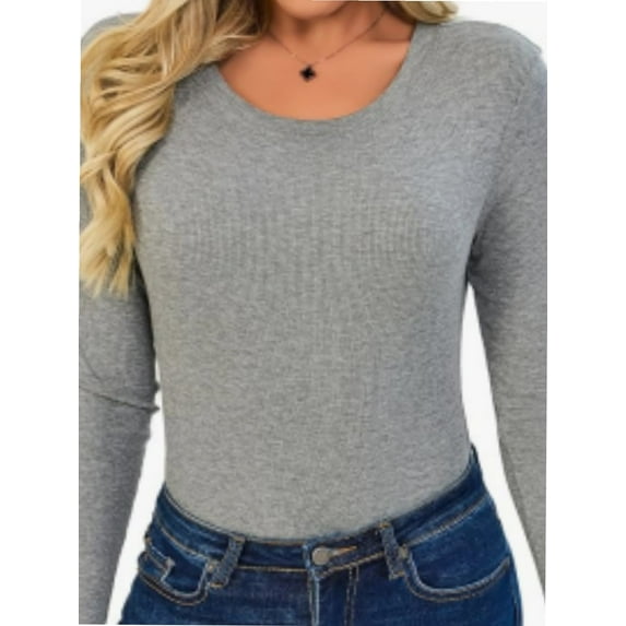 Women's Shirt Round Neck Fitted Top Casual Bottom Shirt Slim Basic T Shirt