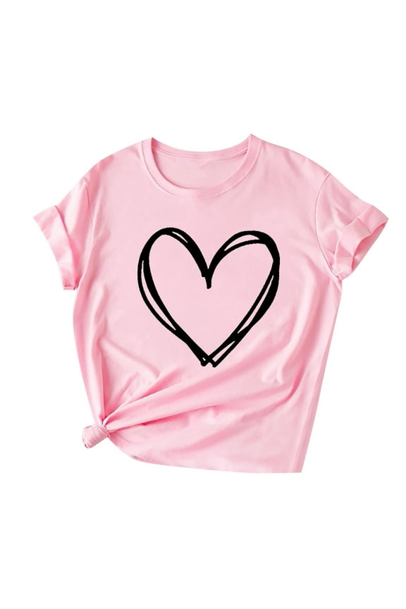 Women's Shirt Round Neck Short Sleeve Print T-Shirt Casual Comfort Wear Valentine's Day Novelty Graphic Tops Daily Use Apparel Garment for Women Ladies Fashion Style