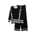 thumbnail image 1 of Women's Shirt Sets Color Matching Long Sleeves Crew Neck Loose Tops and Elastic Waist Wide Leg Long Pants Set Long Sleeve Round Neck Top/Loungewears Blouses Suits, 1 of 4
