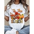 thumbnail image 1 of Women's Shirt Tis The Season Fall Football Pumpkin Print Graphic Tee Autumn Casual Wear Gift For Friends Family, 1 of 6