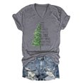 thumbnail image 1 of Women's Shirt V-neck Short-Sleeved T-shirt Creative Letters Mountain Forest Sun Pattern Simple Casual Fashion Top, 1 of 5
