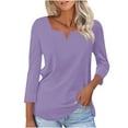 thumbnail image 1 of Women's Shirts 3/4 Length Sleeve V-Neck Blouses Tops Fashion Solid Color T-Shirt Slim Dressy Tunic Top Loose Casual Pullover Womens 2025 Clothing, 1 of 4