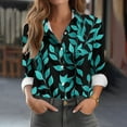 thumbnail image 1 of Women's Shirts Fashion Casual Loose Fit Long Sleeve Button Down Lightweight Collared Blouse Tops Green 3XL, 1 of 5