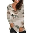 thumbnail image 1 of Women's Shirts Fashion Floral Print Dressy Blouses Casual V-Neck Shirt Pullover Long Sleeve Loose Work Tops Spring Summer Outdoor,Beach,Vacation Top Style03 S, 1 of 5