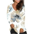 thumbnail image 1 of Women's Shirts Fashion Floral Print Dressy Blouses Casual V-Neck Shirt Pullover Long Sleeve Loose Work Tops Spring Summer Outdoor,Beach,Vacation Top Style02 XL, 1 of 5
