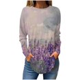 thumbnail image 1 of Women's Shirts Fashion Floral Print Long Blouses Casual Round Neck Loose Shirt Drop Shoulder Tunic Tops Spring Summer Long Sleeved Pullover Top Style 10 XL, 1 of 5