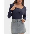 thumbnail image 1 of Women's Shirts Long Sleeve Casual Fall Top Button Ribbed Knit Basic Blouses, 1 of 6