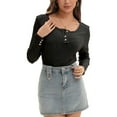 thumbnail image 1 of Women's Shirts Long Sleeve Casual Fall Top Button Ribbed Knit Basic Blouses, 1 of 6