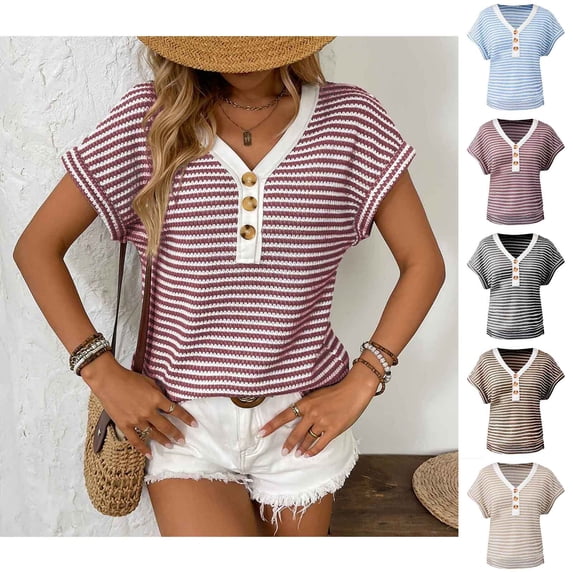 Women's Shirts Short Sleeve Knitted T Shirts for Women Summer Tops for Womens Oversized Womens T Shirts