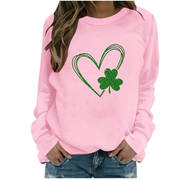 Women's Shirts St. Patrick's Day Sweatshirts Long Sleeve Casual Sweat Shirt Spring Summer Classic Print Crew Neck Blouses Pullover Tops