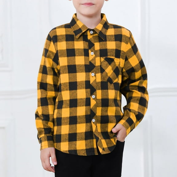 Women's Shirts Winter Button Plaid Up to 65% off,Children Casual Fashion Button Checkered Long Sleeve Turndown Elastic Blouse Shirt