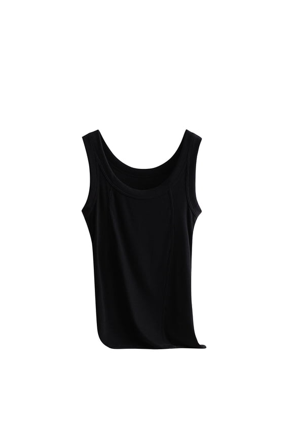 Women's Shirts, Women’s Mini-Ribbed Cotton Tank Tops, Women’s Sleeveless T-Shirts, Women’s Tanks Black M