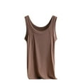 thumbnail image 1 of Women's Shirts, Women’s Mini-Ribbed Cotton Tank Tops, Women’s Sleeveless T-Shirts, Women’s Tanks Coffee L, 1 of 5